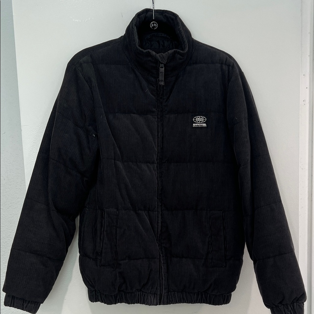 Rip Curl Corduroy Black Charcoal Puffer Jacket - Size XS